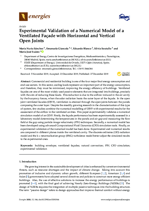 (PDF) Experimental Validation of a Numerical Model of a Ventilated ...