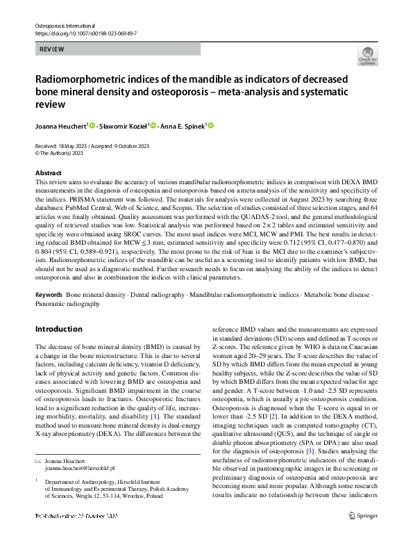(PDF) Radiomorphometric indices of the mandible as indicators of ...