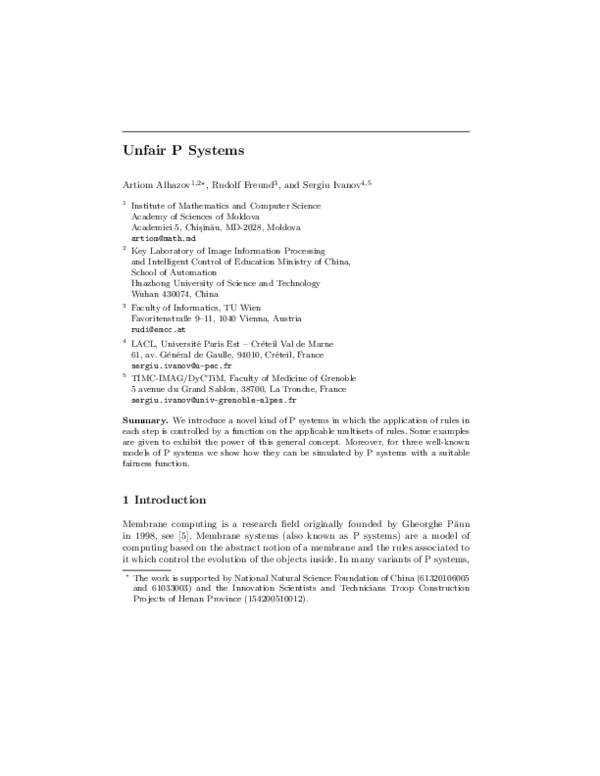(PDF) Unfair P Systems