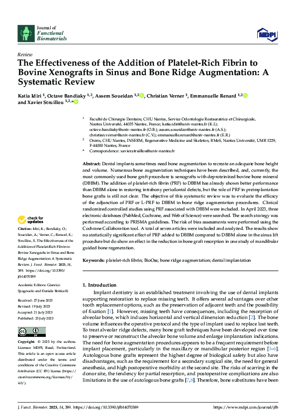 (PDF) The Effectiveness of the Addition of Platelet-Rich Fibrin to ...