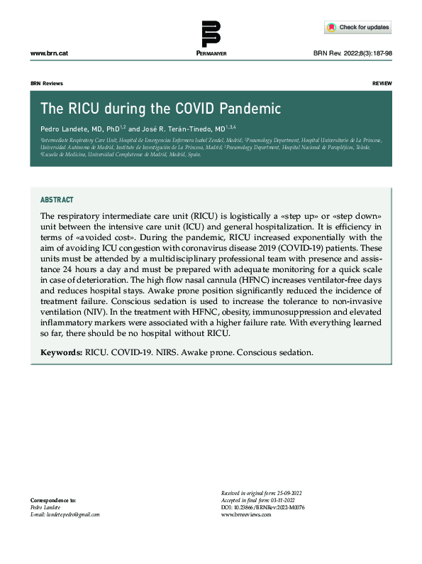 (PDF) The RICU during the COVID Pandemic