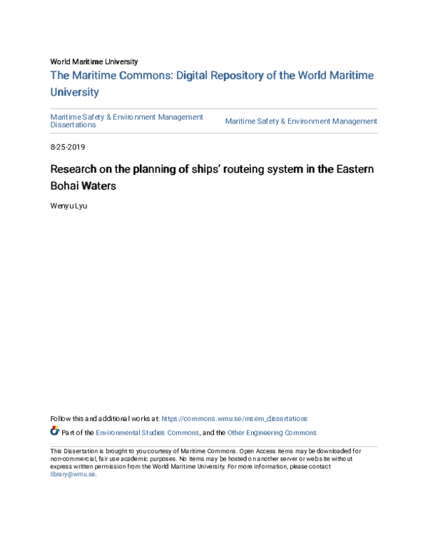 (PDF) Research on the planning of ships’ routeing system in the Eastern ...