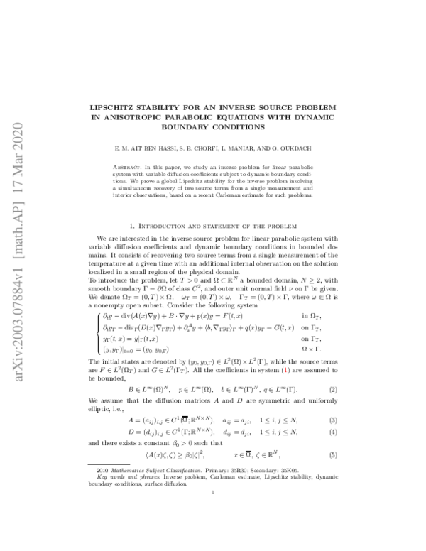 (PDF) Lipschitz stability for an inverse source problem in anisotropic ...