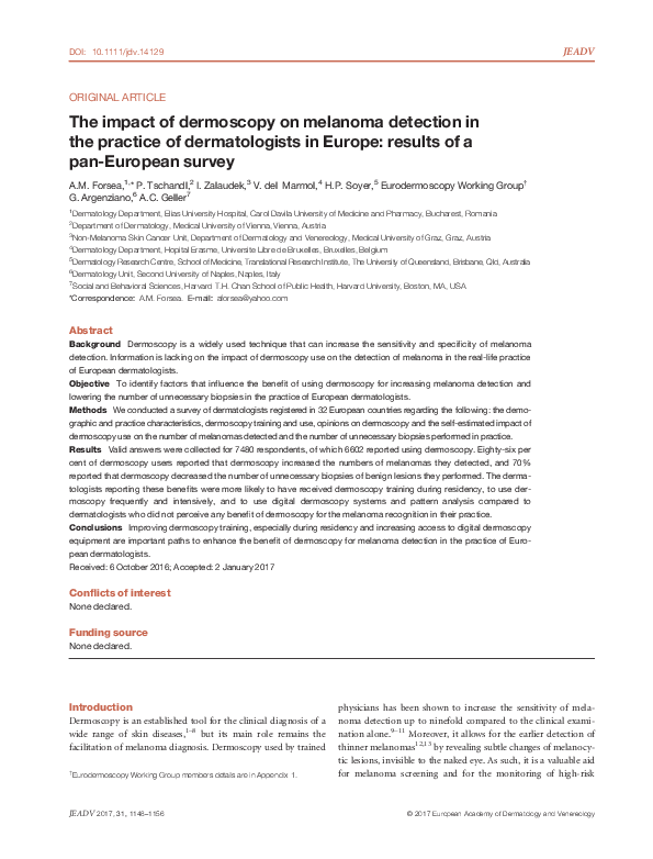 (PDF) The impact of dermoscopy on melanoma detection in the practice of ...