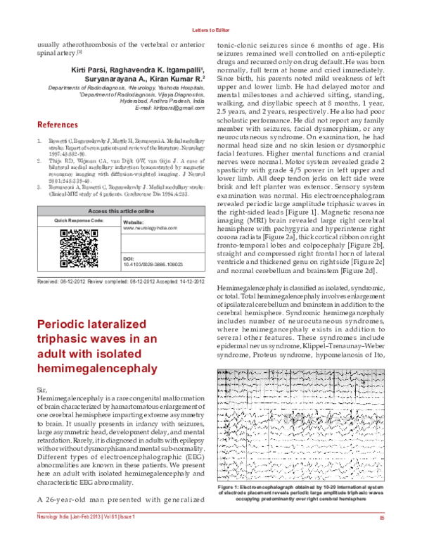 (PDF) Periodic lateralized triphasic waves in an adult with isolated ...