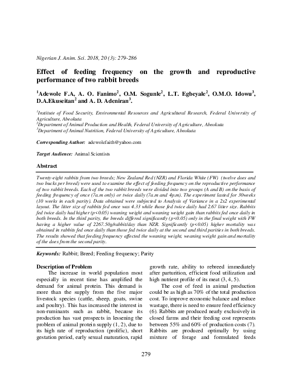 (PDF) Effect of feeding frequency on the growth and reproductive ...