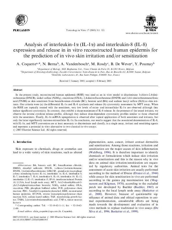 (PDF) Analysis of interleukin-1α (IL-1α) and interleukin-8 (IL-8 ...
