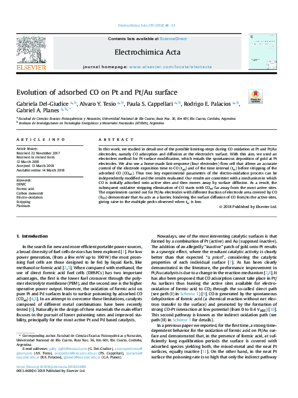 (PDF) Evolution of adsorbed CO on Pt and Pt/Au surface
