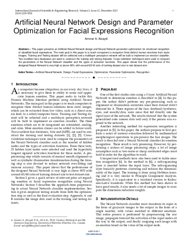(PDF) Artificial Neural Network Design and Parameter Optimization for ...