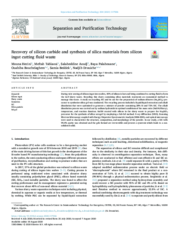 (PDF) Recovery of silicon carbide and synthesis of silica materials ...