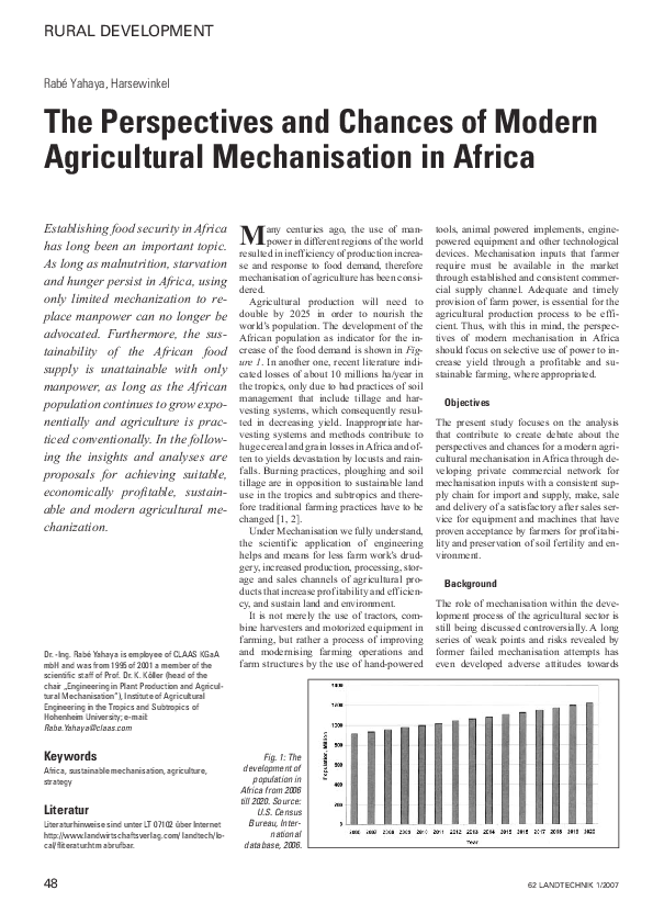 (PDF) RURAL DEVELOPMENT 48 62 LANDTECHNIK 1/2007 The Perspectives and ...