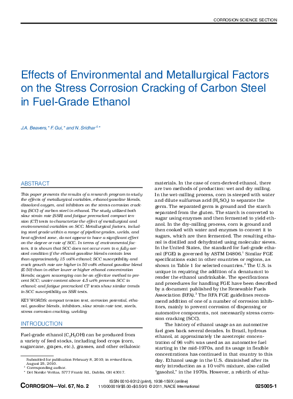 (PDF) Effects of Environmental and Metallurgical Factors on the Stress ...