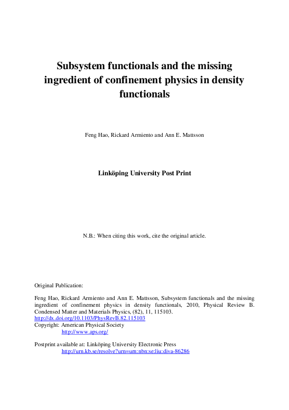(PDF) Subsystem functionals and the missing ingredient of confinement ...