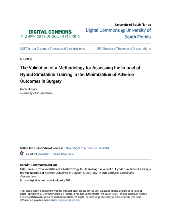 (PDF) The validation of a methodology for assessing the impact of ...