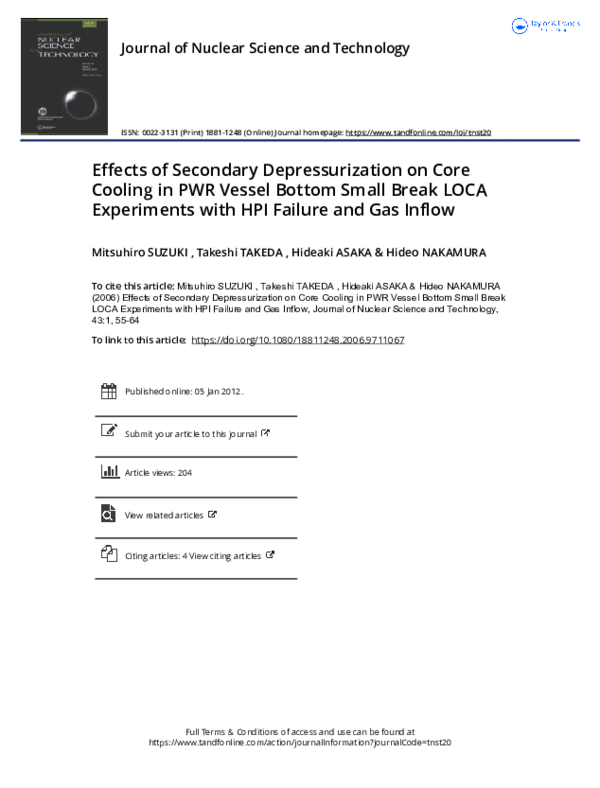 (PDF) Effects of Secondary Depressurization on Core Cooling in PWR ...
