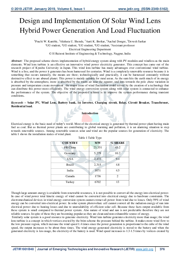 (PDF) Design and Implementation Of Solar Wind Lens Hybrid Power ...