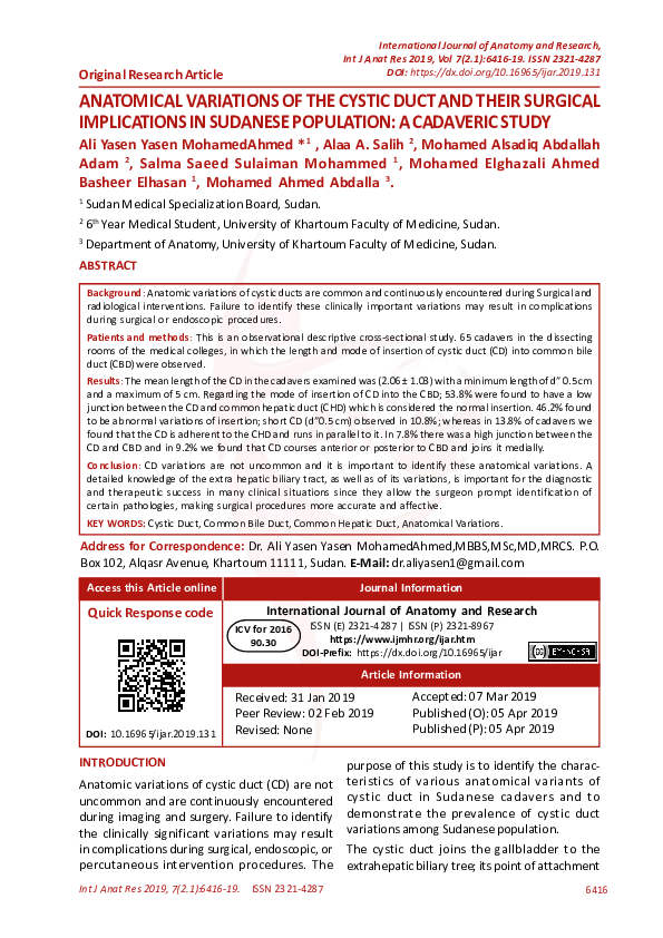 (PDF) Anatomical Variations of the Cystic Duct and Their Surgical ...