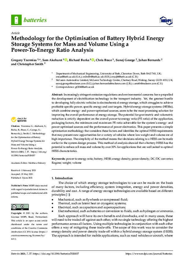 (PDF) Methodology for the Optimisation of Battery Hybrid Energy Storage ...