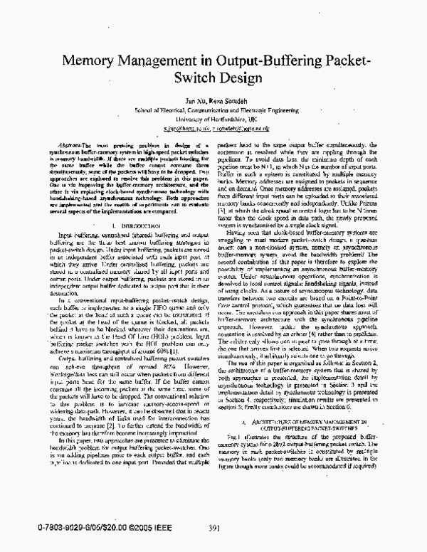 (PDF) Memory management in output-buffering packet switch design