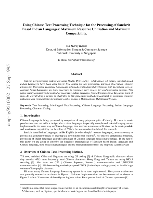 (PDF) Using Chinese Text Processing Technique for the Processing of ...