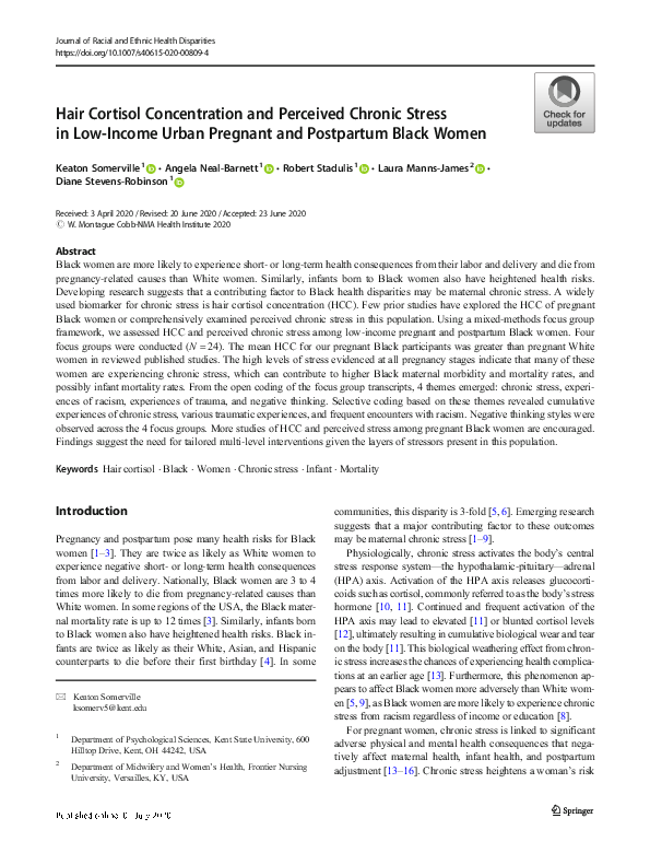 (PDF) Hair Cortisol Concentration and Perceived Chronic Stress in Low ...