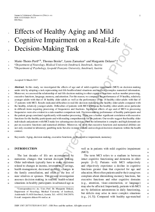 (PDF) Effects of Healthy Aging and Mild Cognitive Impairment on a Real ...