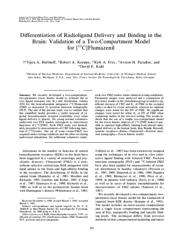 (PDF) Differentiation of Radioligand Delivery and Binding in the Brain ...