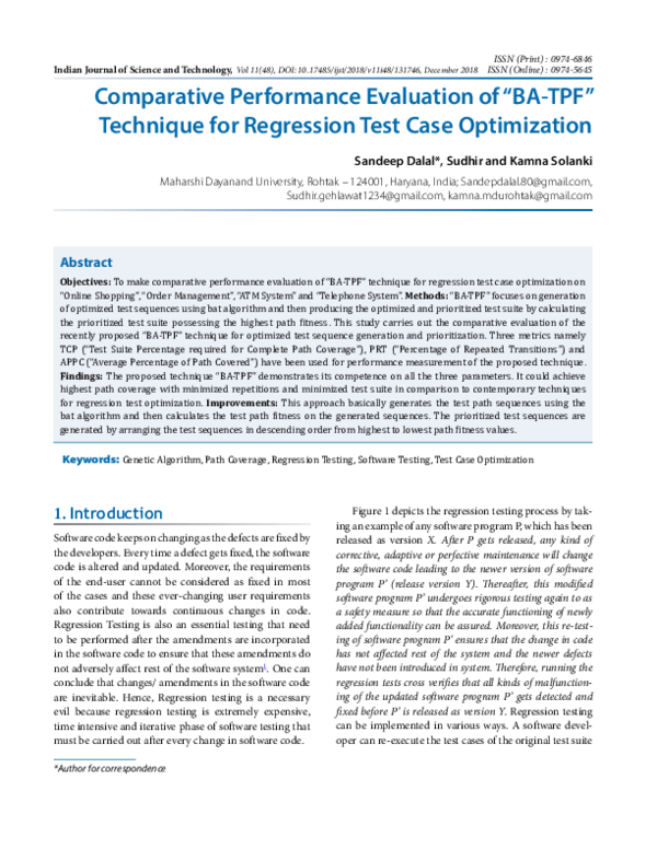 (PDF) Comparative Performance Evaluation of BA-TPF Technique for ...