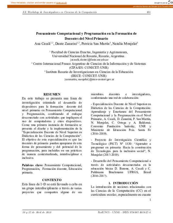 (PDF) Pensamiento computacional y programación en la formación de ...