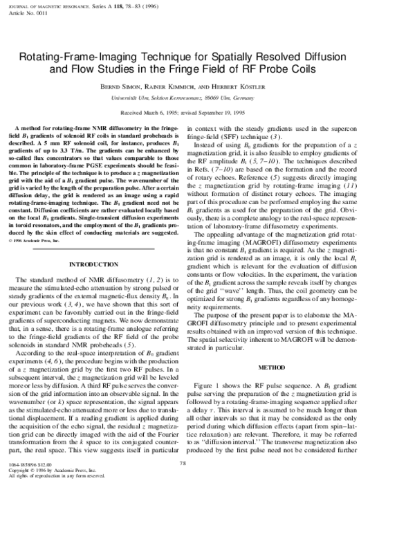 (PDF) Rotating-Frame-Imaging Technique for Spatially Resolved Diffusion ...