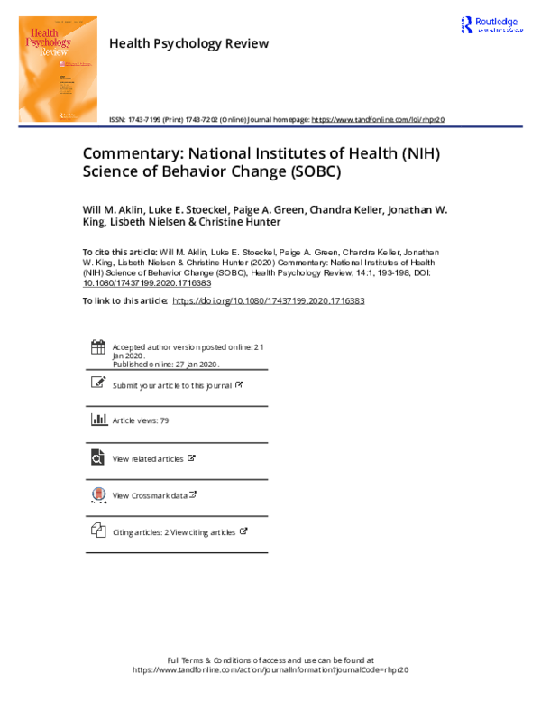 (PDF) Commentary: National Institutes of Health (NIH) Science of ...