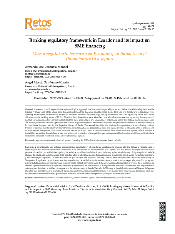 (PDF) Banking regulatory framework in Ecuador and its impact on SME ...
