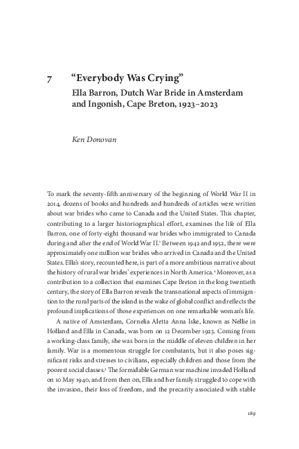 (PDF) “Everybody Was Crying” Ella Barron , Dutch War Bride in Amsterdam ...