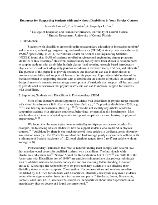 (PDF) Resources for Supporting Students With and Without Disabilities ...