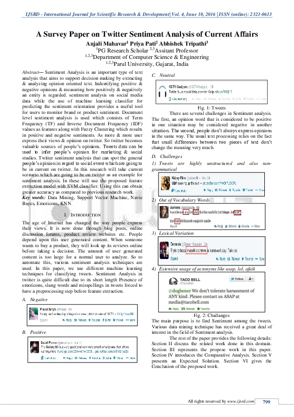 (PDF) A Survey Paper on Twitter Sentiment Analysis of Current Affairs