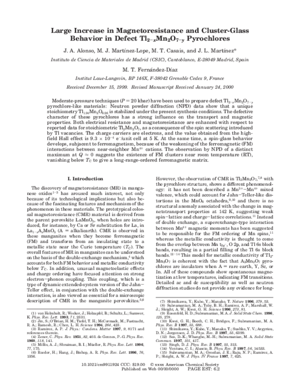 (PDF) Large Increase in Magnetoresistance and Cluster-Glass Behavior in ...