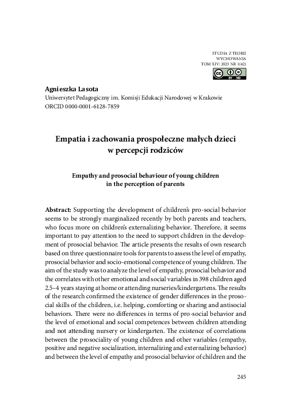 (PDF) Empathy and prosocial behaviour of young children in the ...