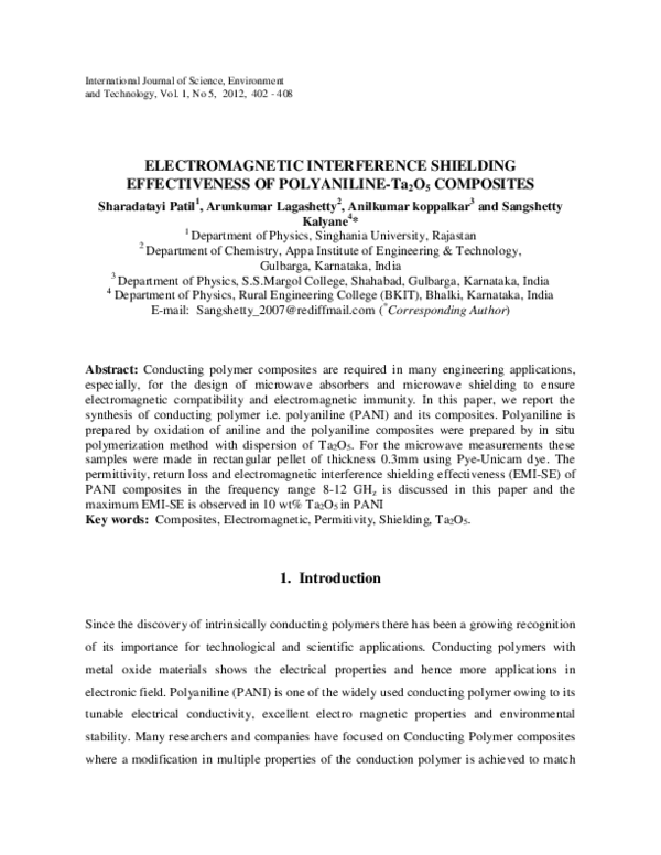 (PDF) ELECTROMAGNETIC INTERFERENCE SHIELDING EFFECTIVENESS OF ...