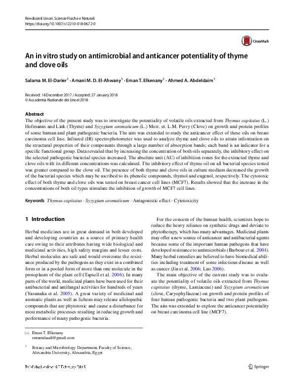 (PDF) An in vitro study on antimicrobial and anticancer potentiality of ...