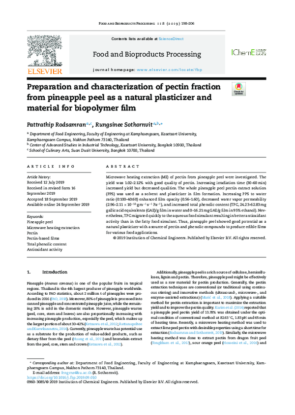 (PDF) Preparation and characterization of pectin fraction from ...