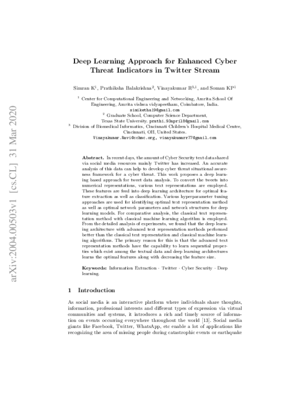 (PDF) Deep Learning Approach for Enhanced Cyber Threat Indicators in ...