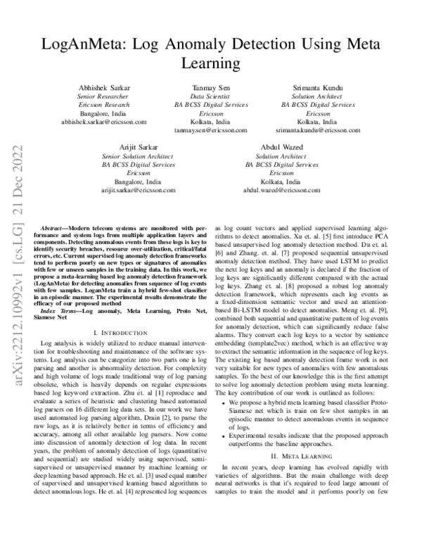 (PDF) LogAnMeta: Log Anomaly Detection Using Meta Learning