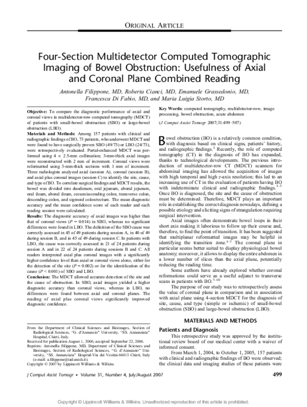(PDF) Four-Section Multidetector Computed Tomographic Imaging of Bowel ...