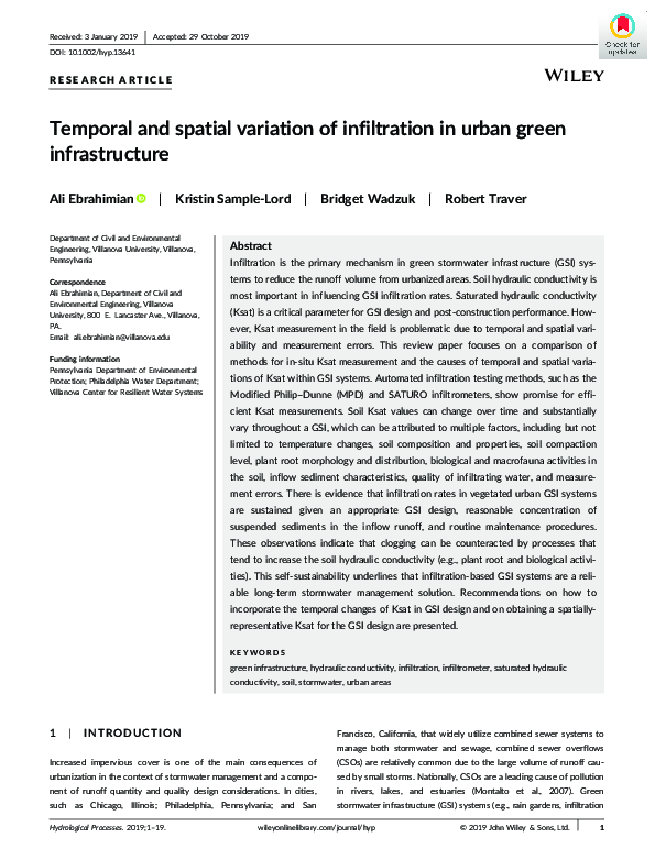 (PDF) Temporal and spatial variation of infiltration in urban green ...