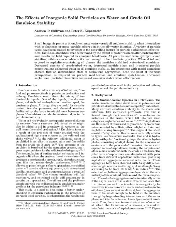 (PDF) The Effects of Inorganic Solid Particles on Water and Crude Oil ...
