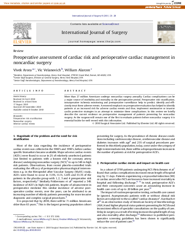 (PDF) Preoperative assessment of cardiac risk and perioperative cardiac ...
