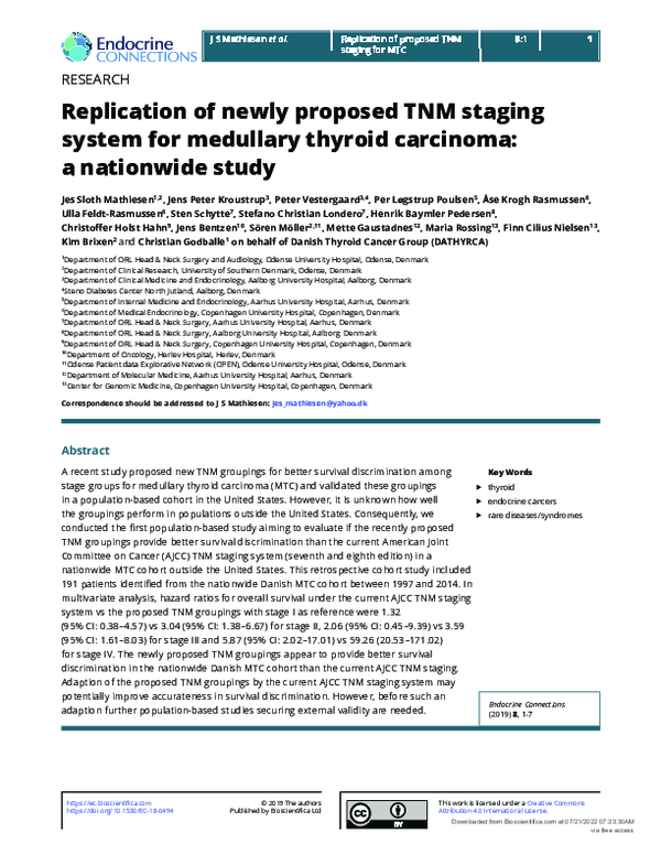 (PDF) Replication of newly proposed TNM staging system for medullary ...