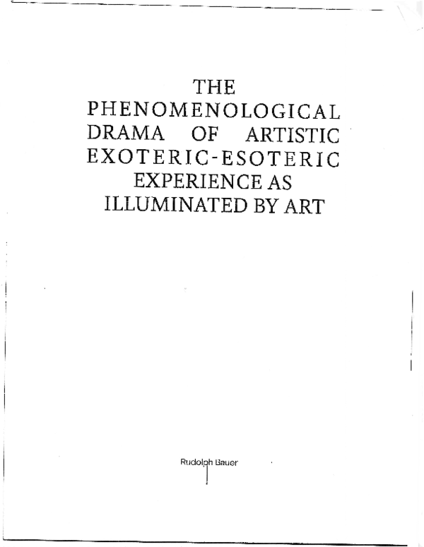(PDF) The Phenomenological Drama of Artistic Exoteric-Esoteric Experience
