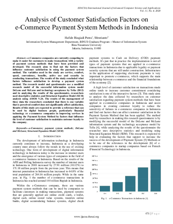 (PDF) Analysis of Customer Satisfaction Factors on e-Commerce Payment ...
