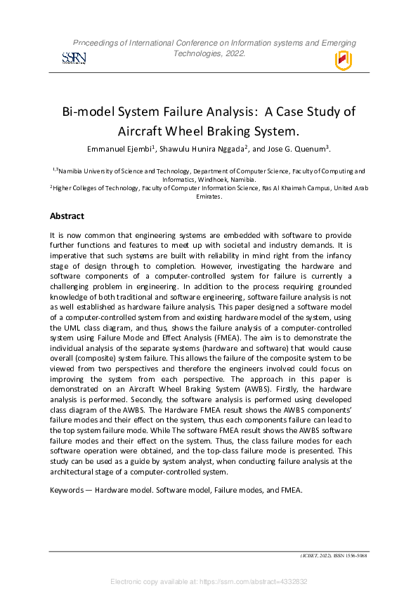 (PDF) Bi-model System Failure Analysis: A Case Study of Aircraft Wheel ...